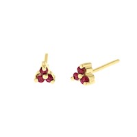 Aretes Rubí Trio Ama Oro 18K